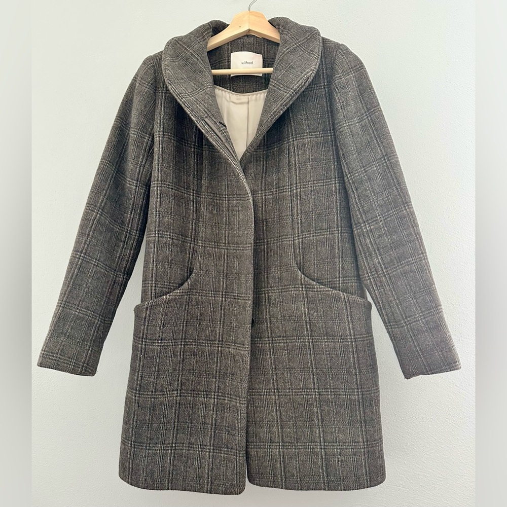 Wilfred Charcoal Plaid Coat